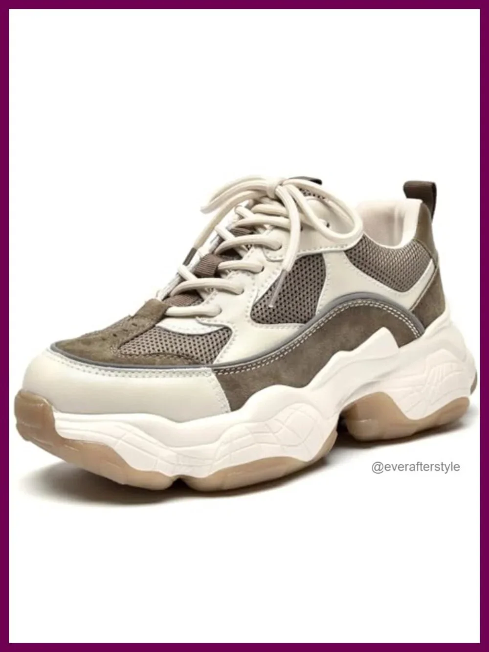 Chunky Platform Sneakers Women Lace Up Casual Dad Shoes Pig Suede Leather
